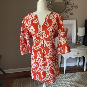 Floral Orange and White Women's Dress